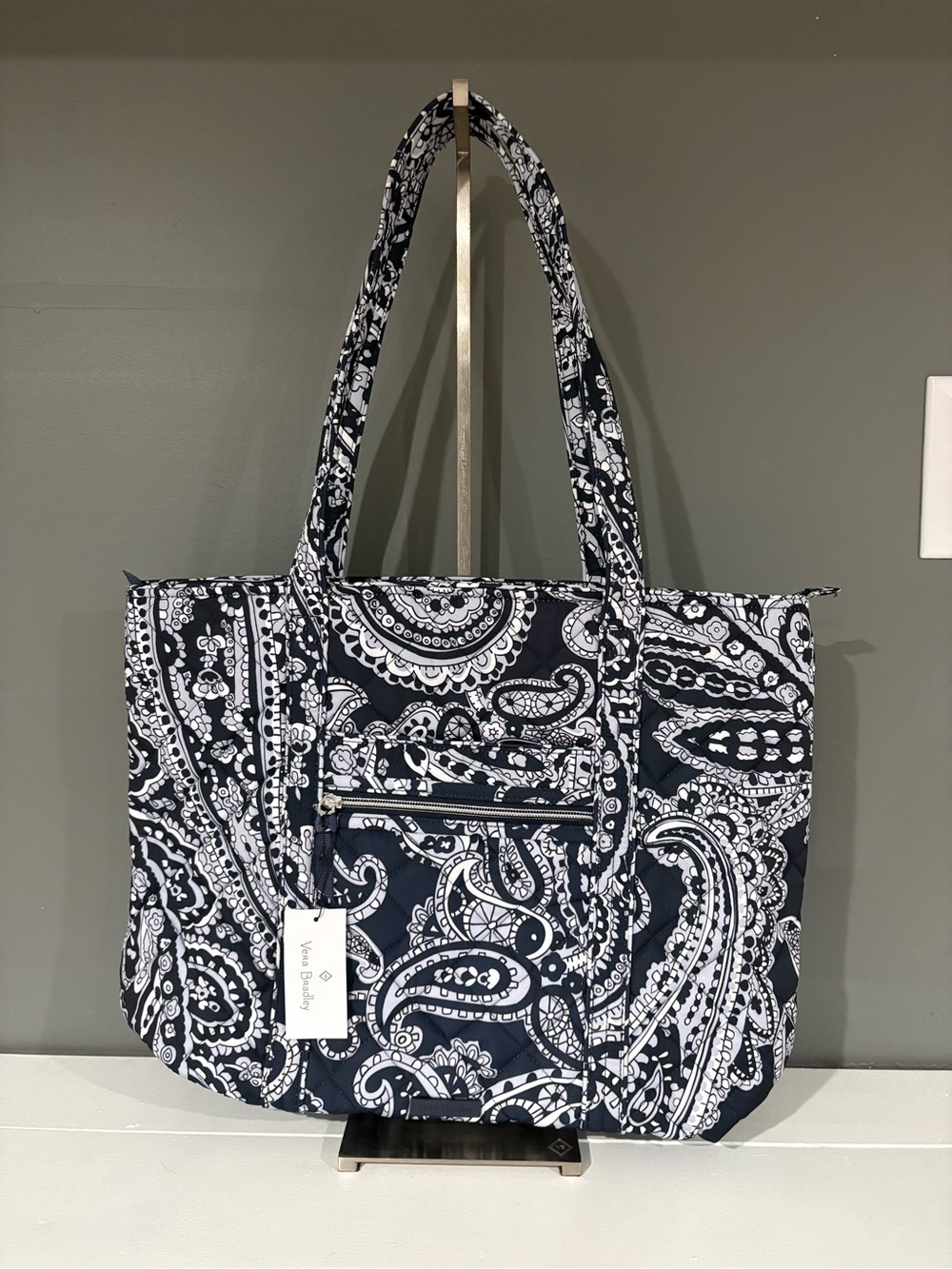 Vera Bradley Navy and White Paisley Quilted Tote